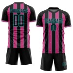 Uniform Jersey Pinstripe Line Sports Pink-Aqua Black Soccer Custom Sublimation