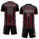 Pinstripe Uniform Crimson-Cream Line Black Sports Jersey Soccer Sublimation Custom
