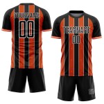 Uniform Soccer Pinstripe Jersey Orange-White Custom Line Black Sports Sublimation