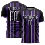 Jersey Uniform Sports Sublimation Pinstripe Line Soccer Custom Black Purple-White