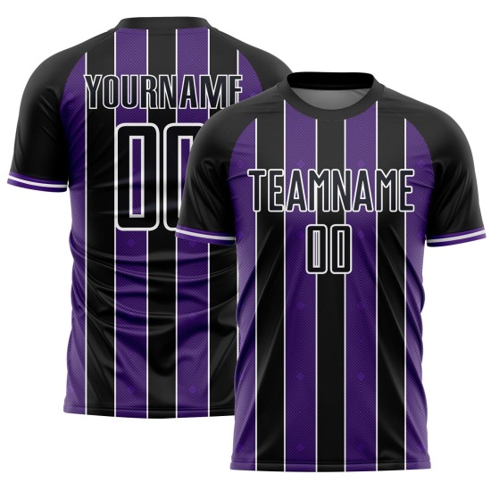Jersey Uniform Sports Sublimation Pinstripe Line Soccer Custom Black Purple-White