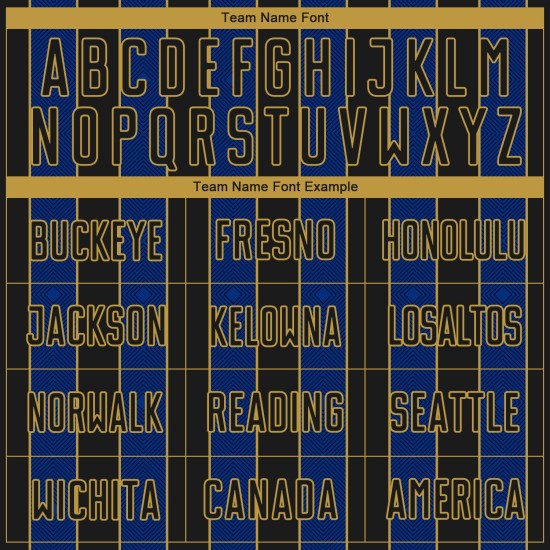 Black Jersey Gold Royal-Old Uniform Pinstripe Sublimation Sports Custom Soccer Line