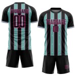 Ice Pinstripe Soccer Jersey Black Sports Sublimation Uniform Line Blue-Pink Custom