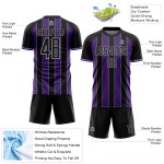 Jersey Sublimation Sports Custom Uniform Purple-Gray Line Black Soccer Pinstripe