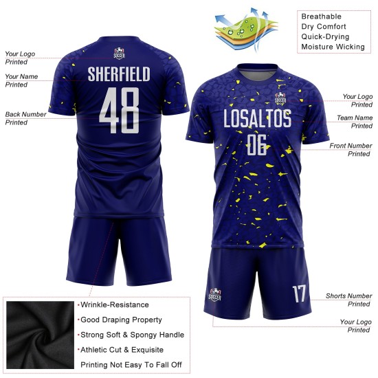 Custom Sublimation Navy Uniform Jersey Soccer White-Gold