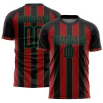 Black Sports Sublimation Soccer Red-Kelly Jersey Green Line Uniform Custom Pinstripe