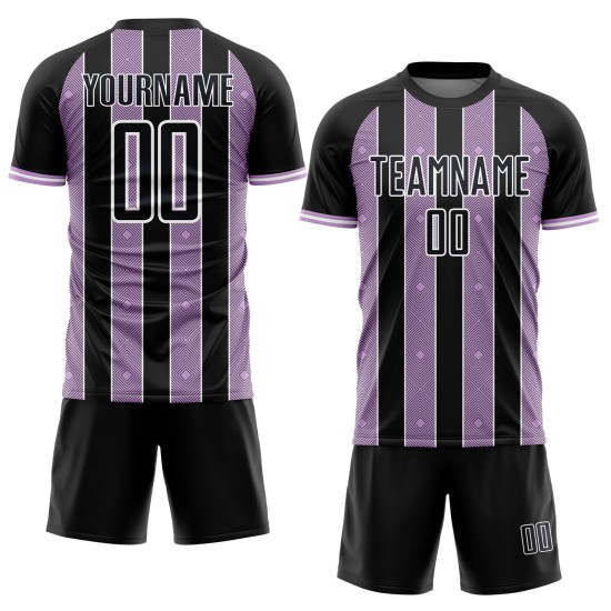 Line Pinstripe Jersey Purple-White Light Black Sports Soccer Sublimation Uniform Custom