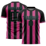 Sublimation Uniform Sports Soccer Green Line Jersey Pinstripe Custom Pink-Kelly Black