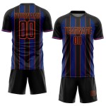 Royal-Orange Jersey Black Uniform Sports Sublimation Pinstripe Custom Soccer Line