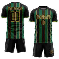 Sports Uniform Black Kelly Soccer Custom Jersey Pinstripe Line Green-Gold Sublimation