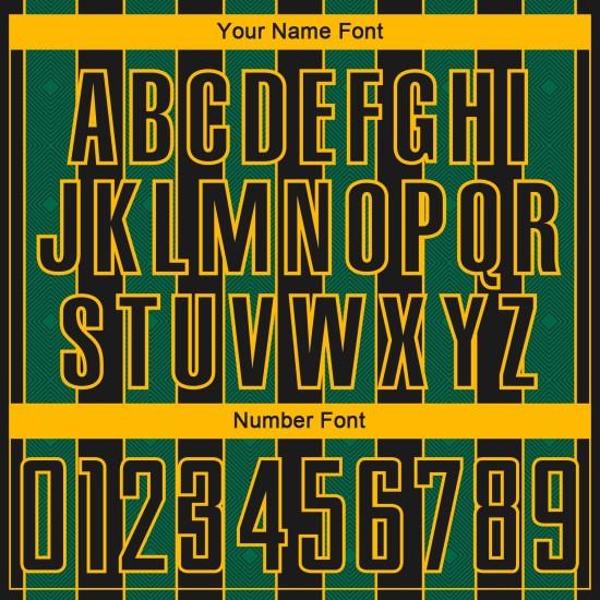 Sports Uniform Black Kelly Soccer Custom Jersey Pinstripe Line Green-Gold Sublimation