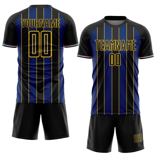 Pinstripe Royal-Yellow Jersey Sports Custom Soccer Line Uniform Sublimation Black