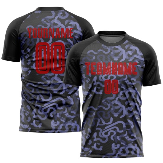 Black Soccer Red-Purple Uniform Custom Jersey Third Sublimation