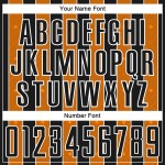 Pinstripe Bay Custom Orange-White Uniform Line Sublimation Soccer Sports Jersey Black