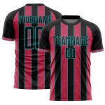 Pinstripe Line Jersey Pink-Aqua Custom Soccer Neon Black Sports Sublimation Uniform