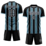 Pinstripe Line Soccer Custom Sports Uniform Sublimation Black Shadow Jersey Blue-White