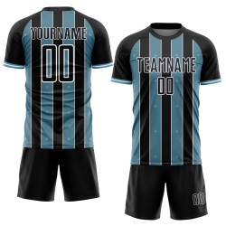 Pinstripe Line Soccer Custom Sports Uniform Sublimation Black Shadow Jersey Blue-White Pinstripe Line Soccer Custom Sports Uniform Sublimation Black Shadow Jersey Blue-White