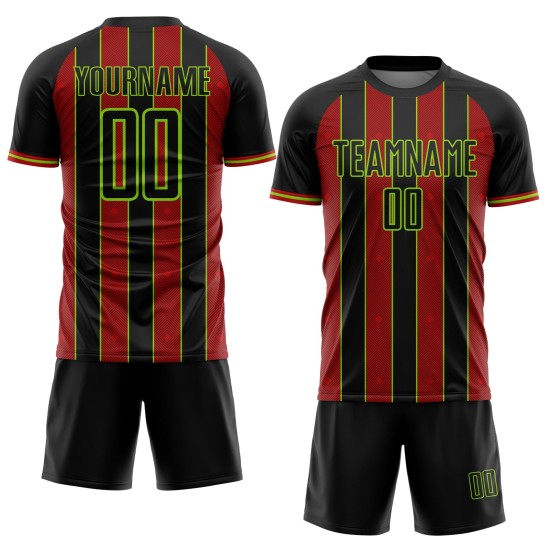 Jersey Red-Neon Pinstripe Soccer Green Sports Sublimation Line Custom Black Uniform