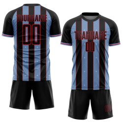Sports Line Custom Jersey Black Pinstripe Blue-Red Light Uniform Soccer Sublimation Sports Line Custom Jersey Black Pinstripe Blue-Red Light Uniform Soccer Sublimation