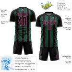 Soccer Pinstripe Kelly Uniform Sublimation Line Green-Pink Black Jersey Custom Sports