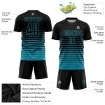 Soccer Jersey Pinstripe Sublimation Black Fashion Custom Teal Fade Uniform