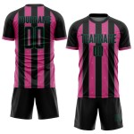 Sublimation Uniform Sports Soccer Green Line Jersey Pinstripe Custom Pink-Kelly Black