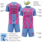 Irregular Soccer Custom Light Shapes Sublimation Blue Uniform Jersey Pink-White