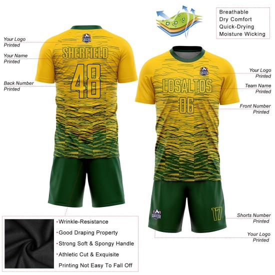Custom Jersey Uniform Yellow Green Sublimation Soccer