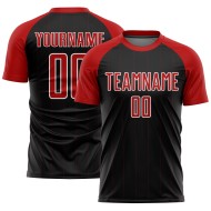 Custom Jersey Uniform Soccer Pinstripe Red-White Black Sublimation