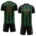 Uniform Gold Kelly Green-Old Jersey Black Custom Sublimation Line Sports Soccer Pinstripe