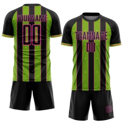 Soccer Sublimation Green-Pink Neon Pinstripe Custom Jersey Uniform Line Black Sports Soccer Sublimation Green-Pink Neon Pinstripe Custom Jersey Uniform Line Black Sports