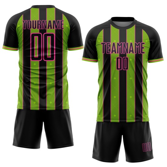 Soccer Sublimation Green-Pink Neon Pinstripe Custom Jersey Uniform Line Black Sports