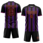 Sublimation Line Sports Black Pinstripe Uniform Soccer Custom Jersey Purple-Orange