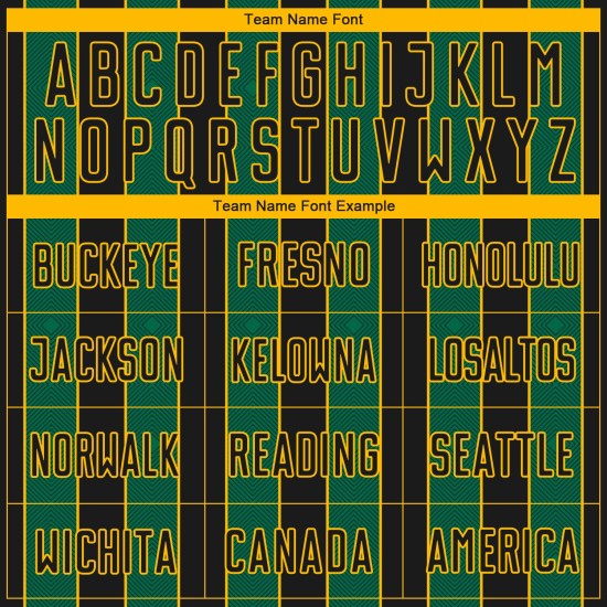 Sports Uniform Black Kelly Soccer Custom Jersey Pinstripe Line Green-Gold Sublimation