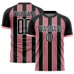 Line Medium Pinstripe Jersey Uniform Custom Sports Black Pink-White Soccer Sublimation
