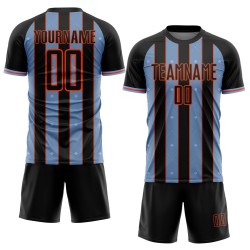 Sports Custom Sublimation Jersey Line Light Black Blue-Orange Uniform Soccer Pinstripe Sports Custom Sublimation Jersey Line Light Black Blue-Orange Uniform Soccer Pinstripe