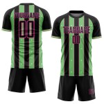 Uniform Soccer Sports Pea Sublimation Jersey Pinstripe Line Black Green-Pink Custom