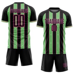 Uniform Soccer Sports Pea Sublimation Jersey Pinstripe Line Black Green-Pink Custom Uniform Soccer Sports Pea Sublimation Jersey Pinstripe Line Black Green-Pink Custom