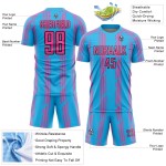 Sky Soccer Jersey Blue Pinstripe Pink-Black Uniform Sublimation Custom