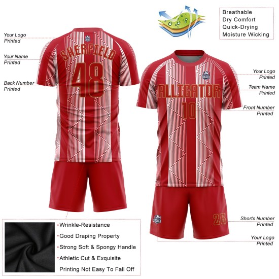 Gold Uniform Custom Sublimation Soccer Jersey Red-Old Red