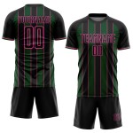 Soccer Line Black Custom Green-Pink Sports Sublimation Uniform Pinstripe Jersey