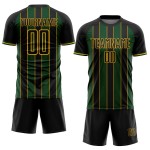 Jersey Sports Line Pinstripe Soccer Black Custom Sublimation Uniform Green-Gold