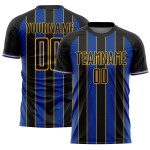 Jersey Black Line Sublimation Sports Uniform Custom Soccer Thunder Blue-Gold Pinstripe