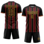Custom Uniform Crimson-Gold Sublimation Jersey Sports Line Pinstripe Soccer Black