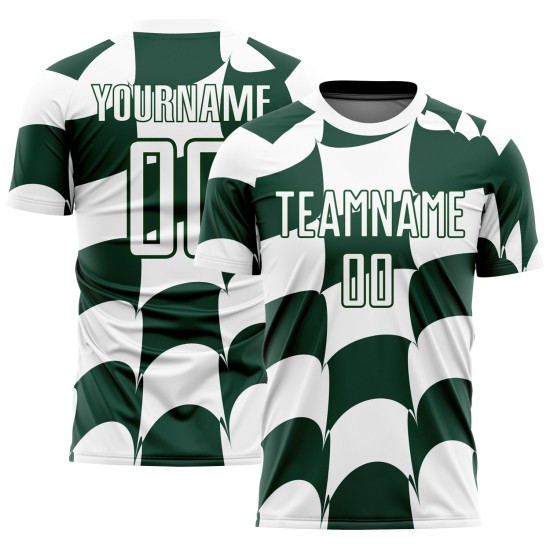 Uniform Soccer Custom Green Plaid White Jersey Sublimation