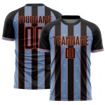 Sports Custom Sublimation Jersey Line Light Black Blue-Orange Uniform Soccer Pinstripe