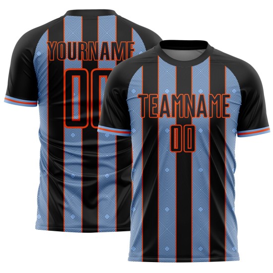 Sports Custom Sublimation Jersey Line Light Black Blue-Orange Uniform Soccer Pinstripe
