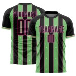 Uniform Soccer Sports Pea Sublimation Jersey Pinstripe Line Black Green-Pink Custom
