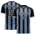 Uniform Custom Soccer Jersey Line Black Pinstripe Sports Light Sublimation Blue-White