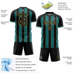 Soccer Pinstripe Sublimation Line Black Gold Teal-Old Sports Jersey Uniform Custom